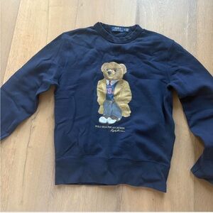 Ralph Lauren Navy Crewneck Sweater with Bear Graphic